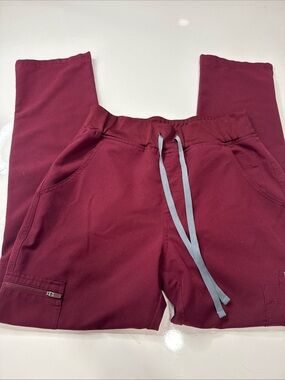 Figs Kade Cargo Scrub Pants Womens S Burgundy Red Medical Adult A030626